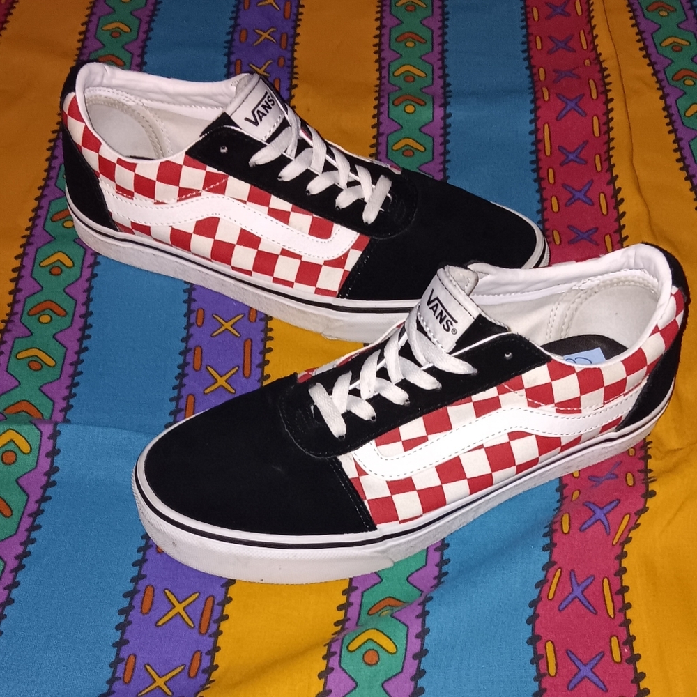 Vans Checker Red Black Old Skool Skateboard Shoes Skateboarding Skateboards